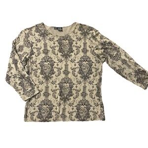 LR Baroque Victorian Courtship Top in Beige and Black M